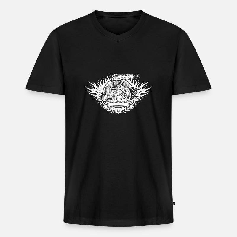 Tractor Pulling Logo - Men's Premium Organic T-shirt with V-neck - black