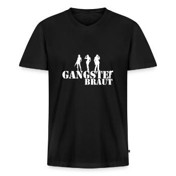 gangster braut - Männer Premium Bio T-Shirt mit V-Ausschnitt - Schwarz - Vorne - Nico (187cm)