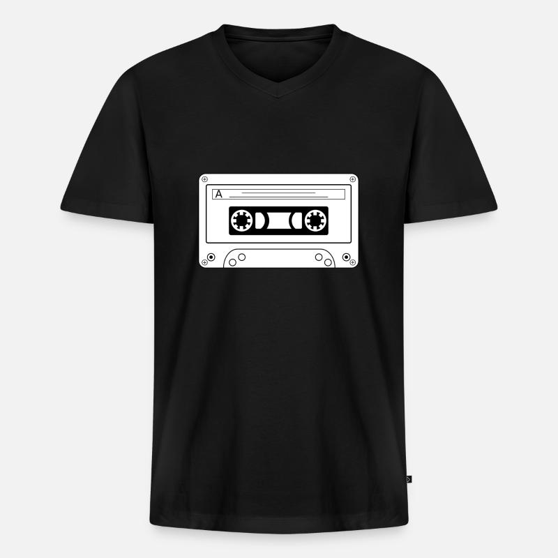 Casette Old Scool - Männer Premium Bio T-Shirt mit V-Ausschnitt - Schwarz