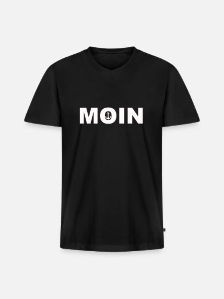 Moin - Männer Premium Bio T-Shirt mit V-Ausschnitt - Schwarz