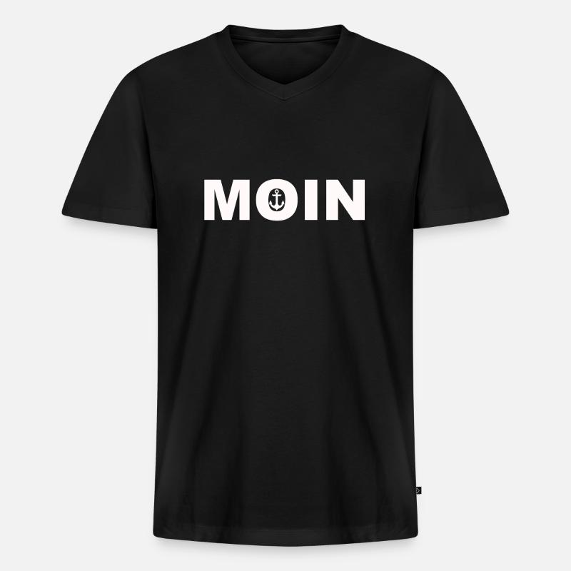 Moin - Männer Premium Bio T-Shirt mit V-Ausschnitt - Schwarz