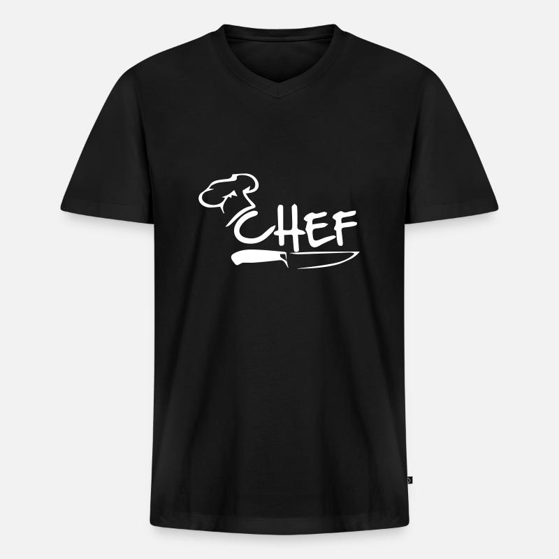 Chef - Männer Premium Bio T-Shirt mit V-Ausschnitt - Schwarz