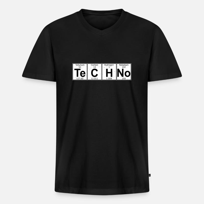 Techno - Chemische Elemente Raver - Männer Premium Bio T-Shirt mit V-Ausschnitt - Schwarz