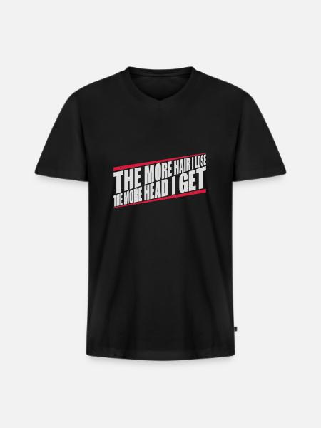 I get more head - Men's Premium Organic T-shirt with V-neck - black