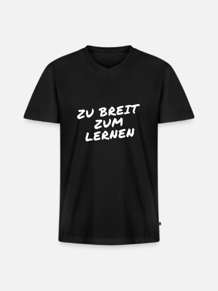 Zu breit zum lernen - Männer Premium Bio T-Shirt mit V-Ausschnitt - Schwarz