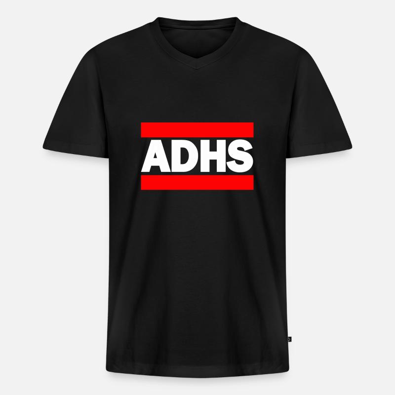 ADHS - Männer Premium Bio T-Shirt mit V-Ausschnitt - Schwarz