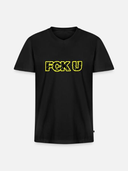 FCK U - Männer Premium Bio T-Shirt mit V-Ausschnitt - Schwarz