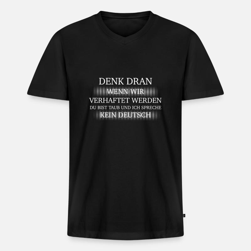 Verhaftet weiß - Männer Premium Bio T-Shirt mit V-Ausschnitt - Schwarz