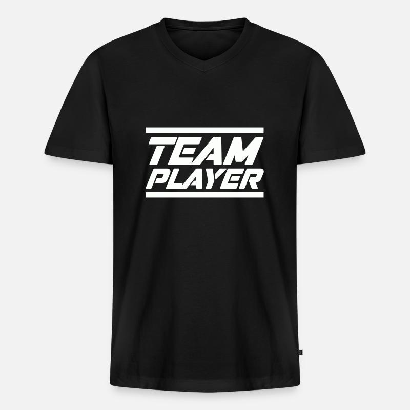 team player - Männer Premium Bio T-Shirt mit V-Ausschnitt - Schwarz