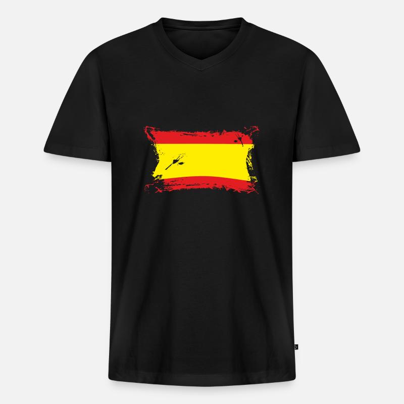 España / Spanien / Spanish Flag - Männer Premium Bio T-Shirt mit V-Ausschnitt - Schwarz