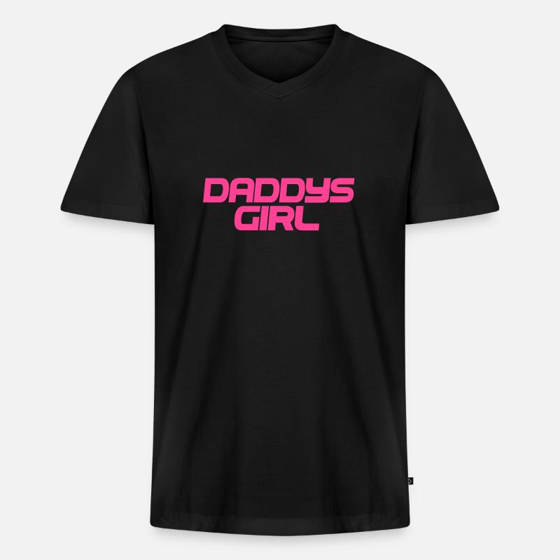 DADDYS MÄDCHEN - Männer Premium Bio T-Shirt mit V-Ausschnitt - Schwarz