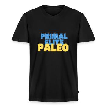 Primal Elite Paleo - Men's Premium Organic T-shirt with V-neck - black - Front - Nico (187cm)