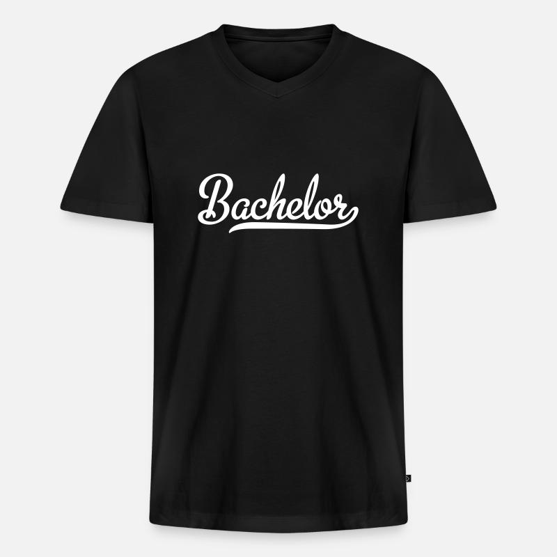 Bachelor - Männer Premium Bio T-Shirt mit V-Ausschnitt - Schwarz