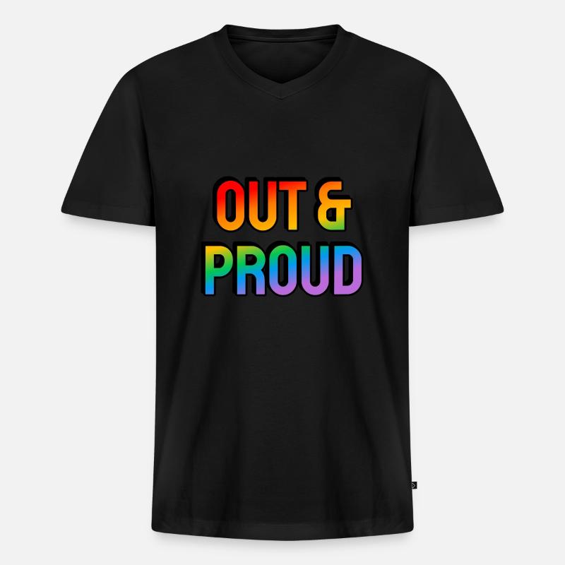 Raus und stolze LGBT-Regenbogen-Pride - Männer Premium Bio T-Shirt mit V-Ausschnitt - Schwarz