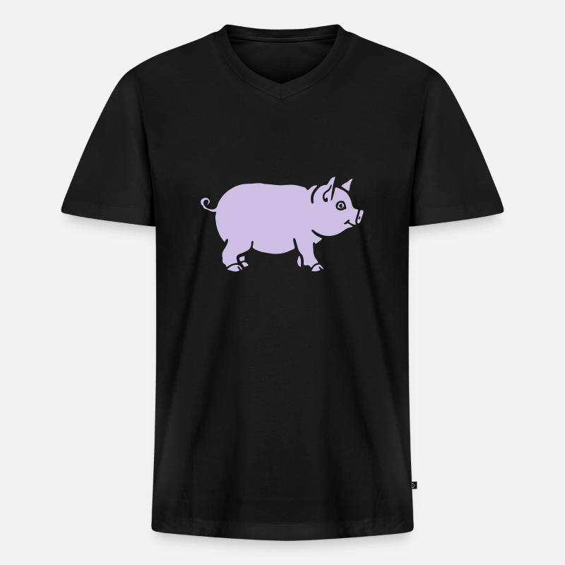 pig - Männer Premium Bio T-Shirt mit V-Ausschnitt - Schwarz