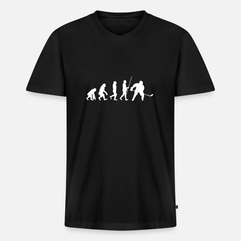 Eishockey Evolution - Männer Premium Bio T-Shirt mit V-Ausschnitt - Schwarz