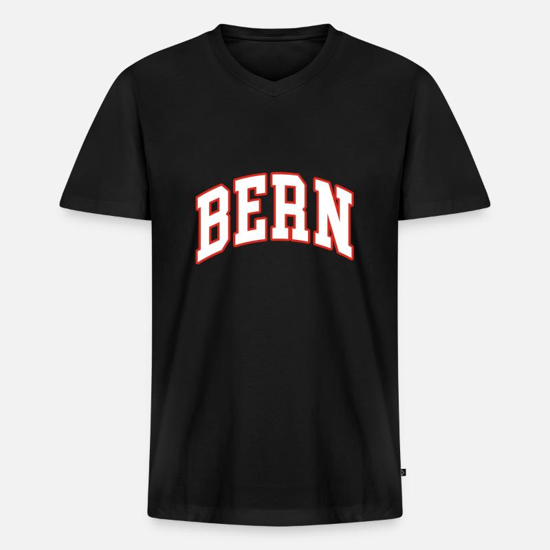 Bern - Männer Premium Bio T-Shirt mit V-Ausschnitt - Schwarz