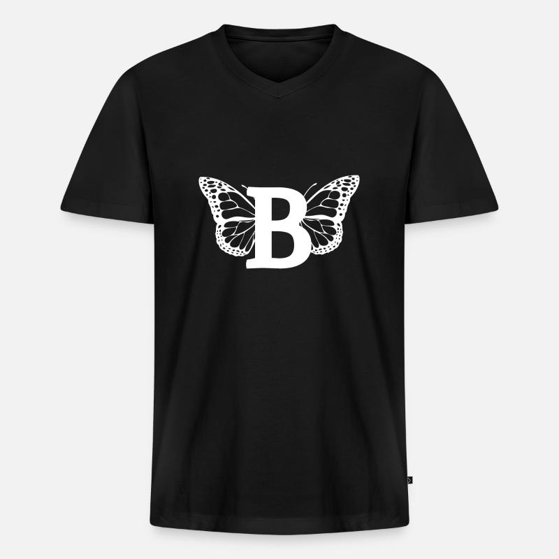 Buchstabe B Schmetterling - Männer Premium Bio T-Shirt mit V-Ausschnitt - Schwarz