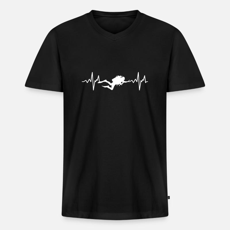 Tauchen Herzschlag Geschenk Taucher - Männer Premium Bio T-Shirt mit V-Ausschnitt - Schwarz