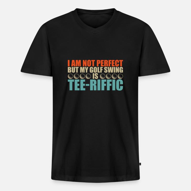 Golf Player Tee-Riffic Golf Swing - Männer Premium Bio T-Shirt mit V-Ausschnitt - Schwarz