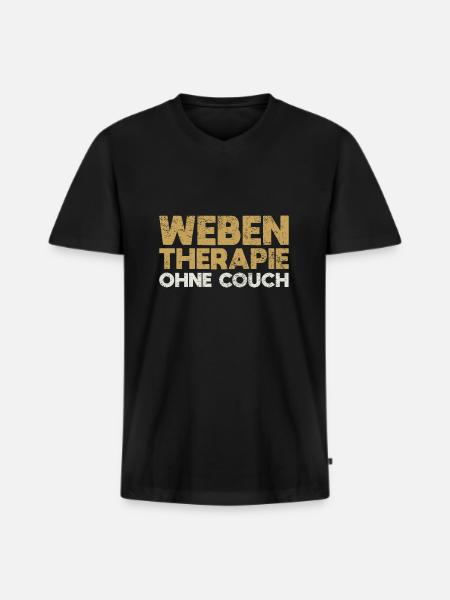 Weben - Therapie Ohne Couch - Männer Premium Bio T-Shirt mit V-Ausschnitt - Schwarz