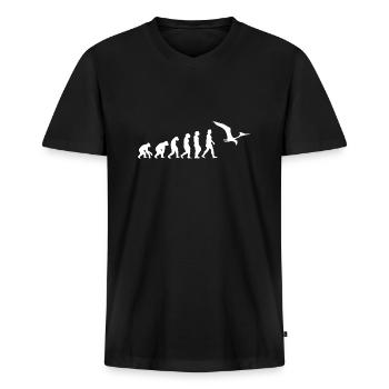 pterosaurs, Pteranodon evolution, dinosaurs, animals - Men's Premium Organic T-shirt with V-neck - black - Front - Nico (187cm)