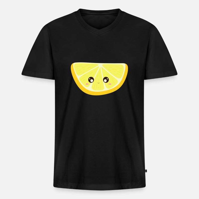 kawaii zitrone - Männer Premium Bio T-Shirt mit V-Ausschnitt - Schwarz
