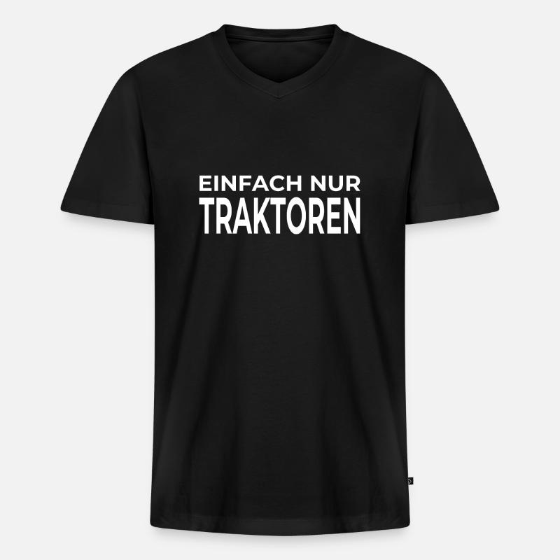 Traktor - Männer Premium Bio T-Shirt mit V-Ausschnitt - Schwarz