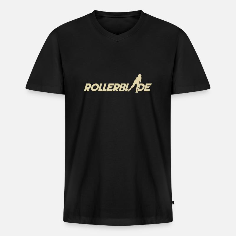 Rollerblade schrift silhouette hell - Männer Premium Bio T-Shirt mit V-Ausschnitt - Schwarz