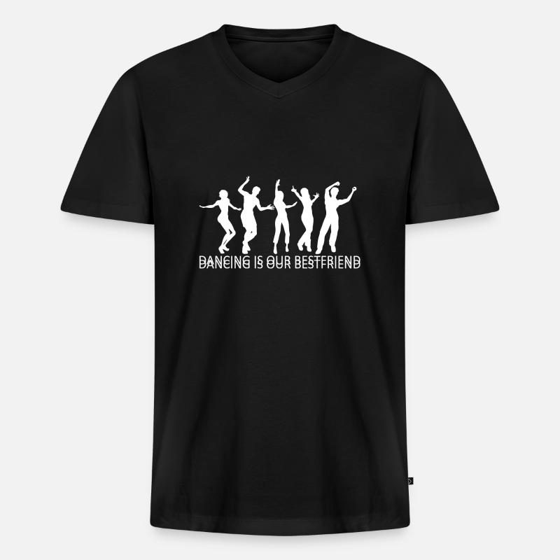 Dancing Dance Music - Männer Premium Bio T-Shirt mit V-Ausschnitt - Schwarz