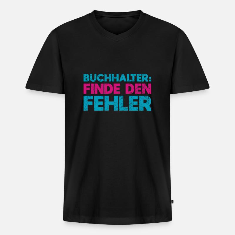 Buchhalter: Finde Den Fehler - Männer Premium Bio T-Shirt mit V-Ausschnitt - Schwarz