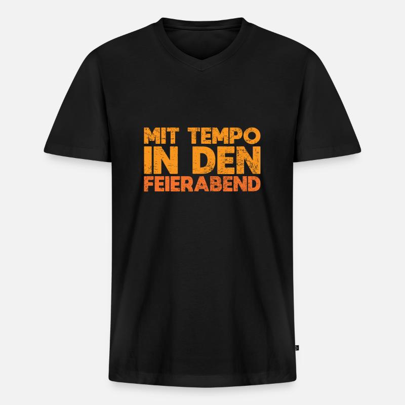 Mit Tempo In Den Feierabend - Männer Premium Bio T-Shirt mit V-Ausschnitt - Schwarz