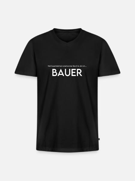 Bauern sind Superhelden - Männer Premium Bio T-Shirt mit V-Ausschnitt - Schwarz
