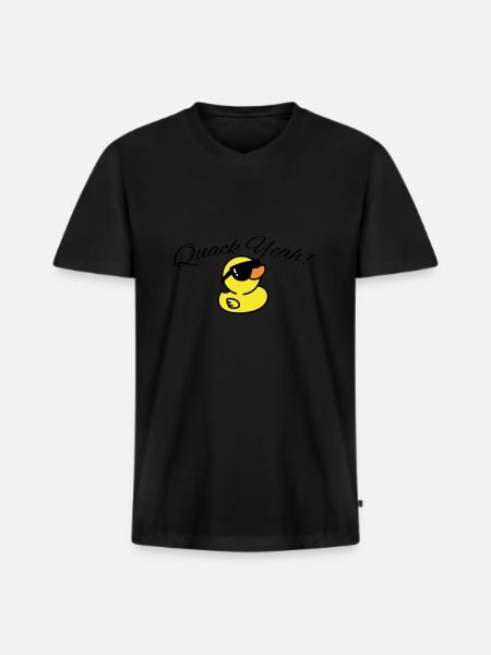 Womens Quak yes Funny Duck - Men's Premium Organic T-shirt with V-neck - black