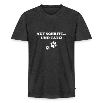 Auf Schritt Und Tatz - Männer Premium Bio T-Shirt mit V-Ausschnitt - Anthrazit meliert - Vorne - Nico (187cm)