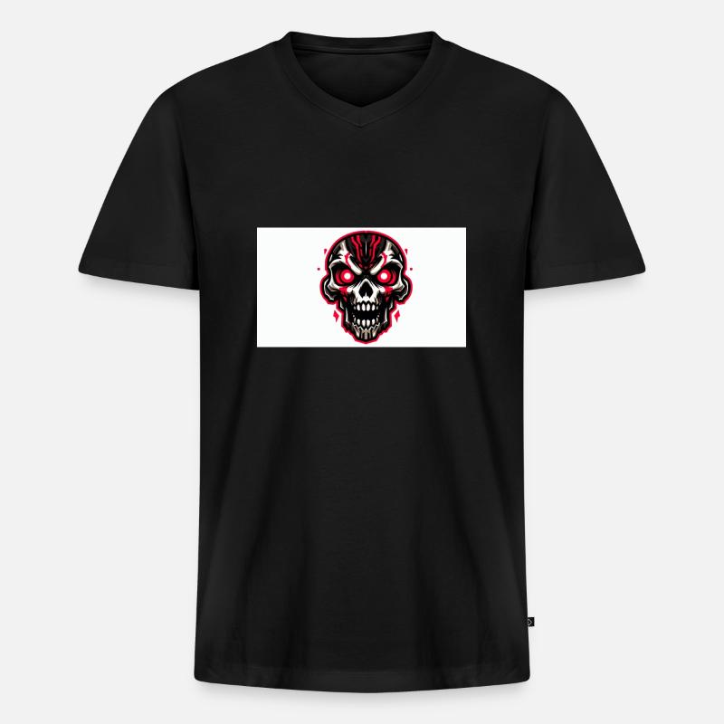 Animierter Schädel - Männer Premium Bio T-Shirt mit V-Ausschnitt - Schwarz