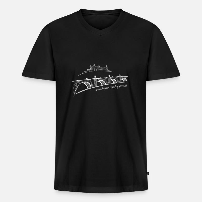 Brückenschoppen - Männer Premium Bio T-Shirt mit V-Ausschnitt - Schwarz