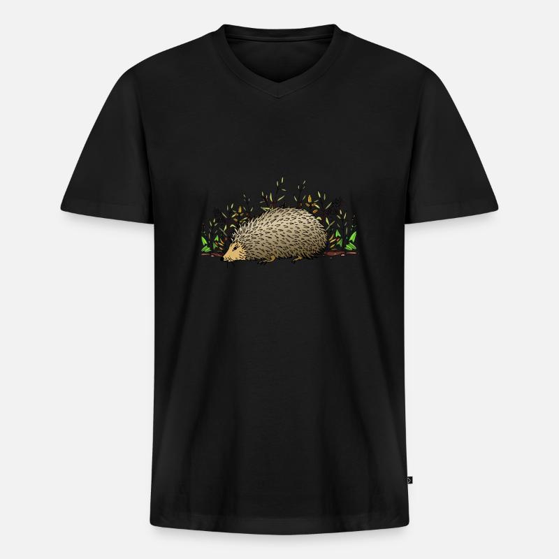 Igel - Männer Premium Bio T-Shirt mit V-Ausschnitt - Schwarz