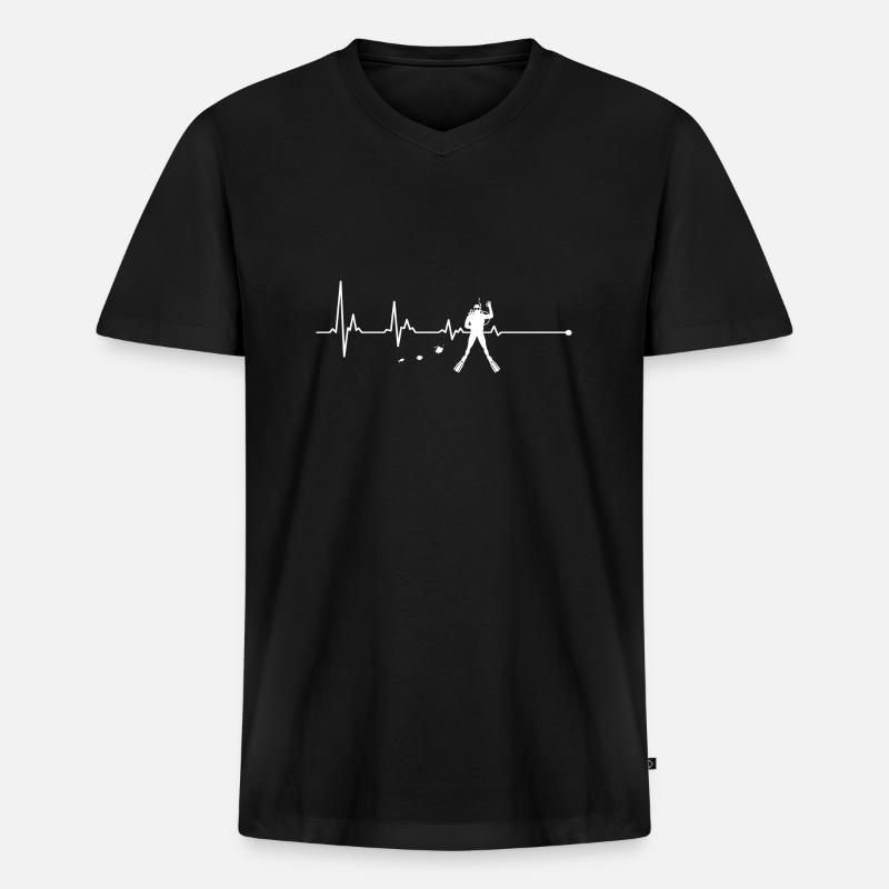 Tauchen Herzschlag Dive - Männer Premium Bio T-Shirt mit V-Ausschnitt - Schwarz