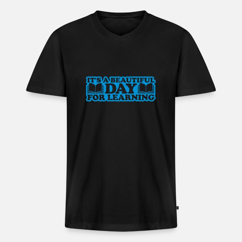 beautiful day for learning - Männer Premium Bio T-Shirt mit V-Ausschnitt - Schwarz
