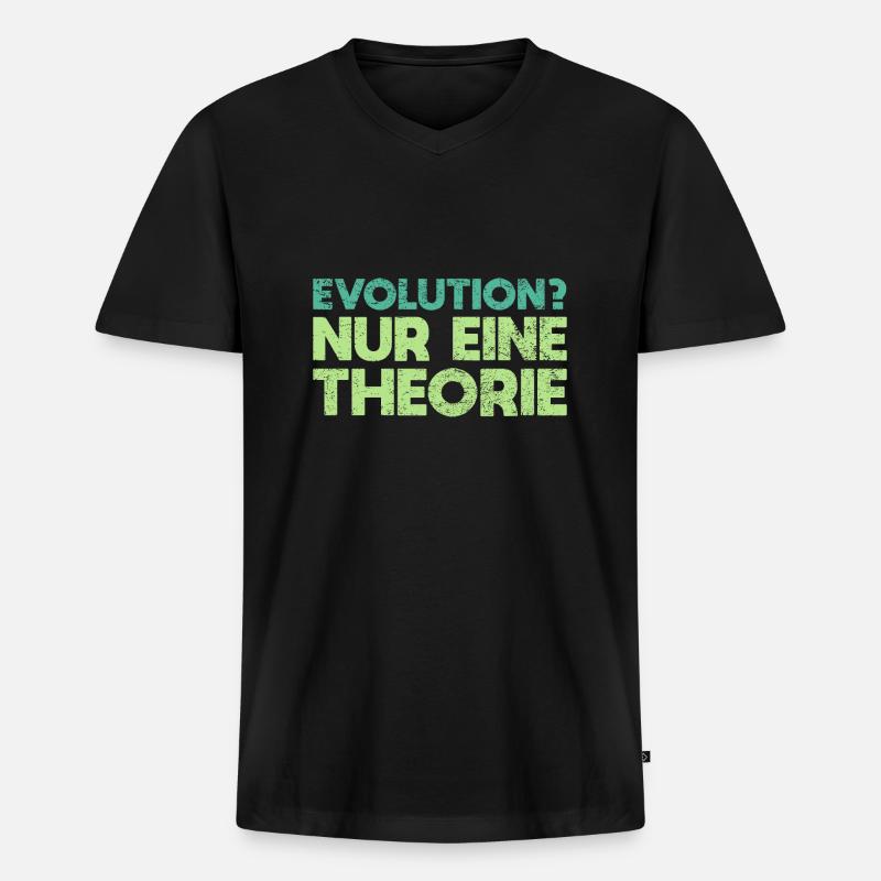 Evolution? Nur Eine Theorie - Männer Premium Bio T-Shirt mit V-Ausschnitt - Schwarz