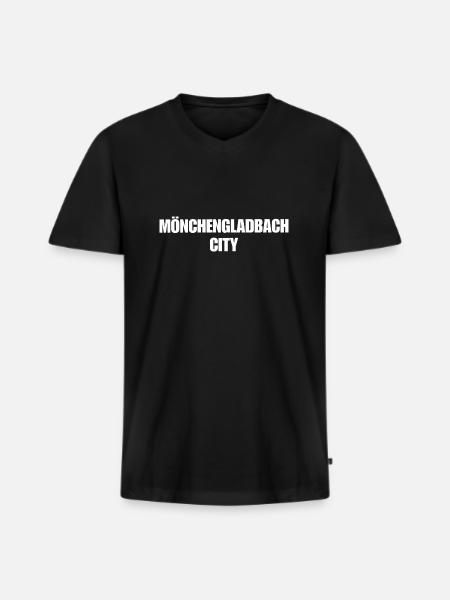 Mönchengladbach - Männer Premium Bio T-Shirt mit V-Ausschnitt - Schwarz