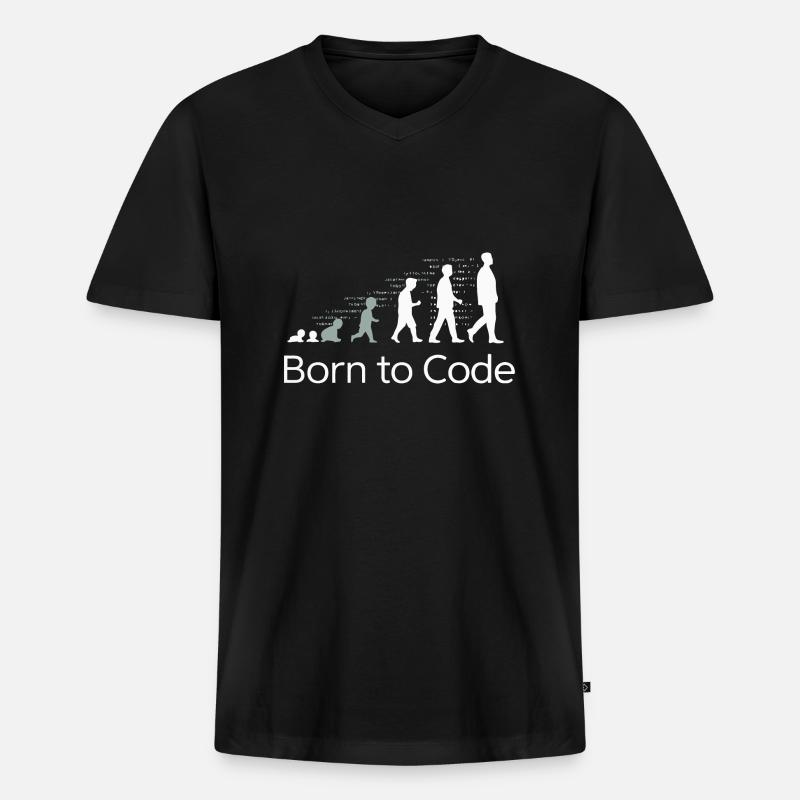 NÉ POUR CODER - T-shirt encolure en V Premium bio Homme - noir