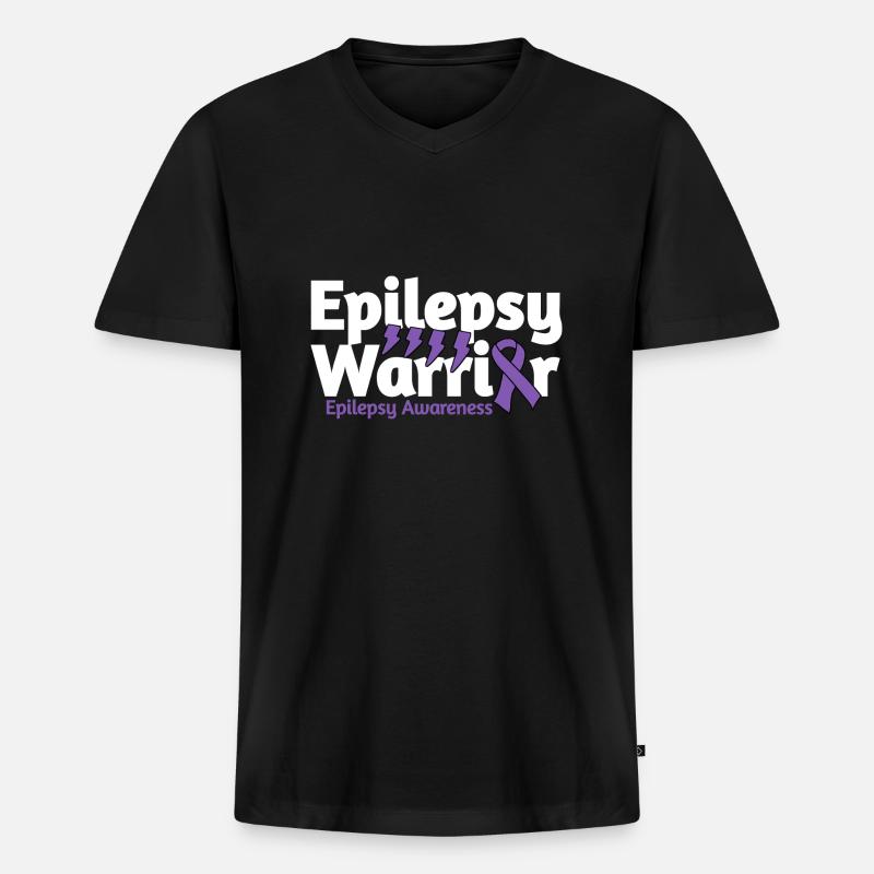 Epilepsy Warrior - Männer Premium Bio T-Shirt mit V-Ausschnitt - Schwarz