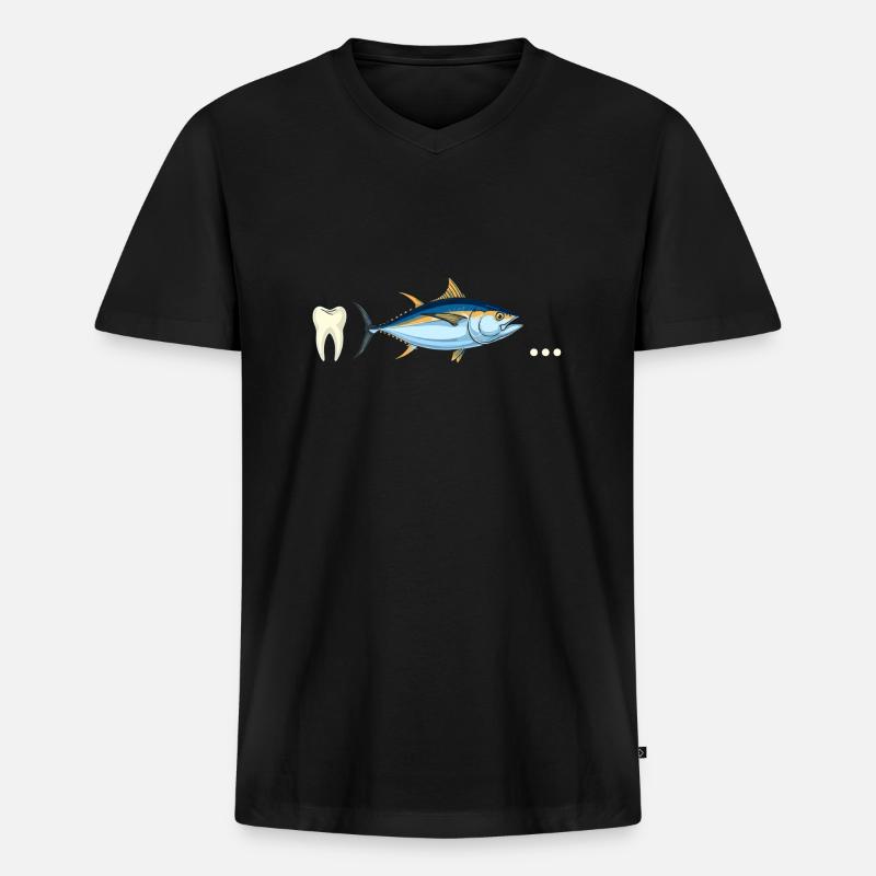 Thunfisch-Zahn ... - Männer Premium Bio T-Shirt mit V-Ausschnitt - Schwarz