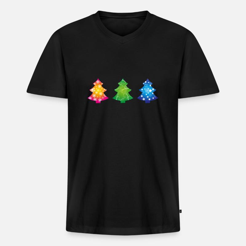 Weihnachtsbäume - Männer Premium Bio T-Shirt mit V-Ausschnitt - Schwarz