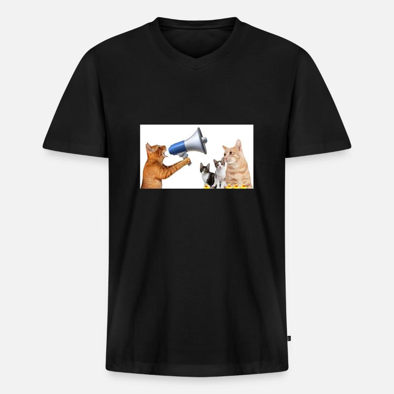 Katzengesetz - Männer Premium Bio T-Shirt mit V-Ausschnitt - Schwarz