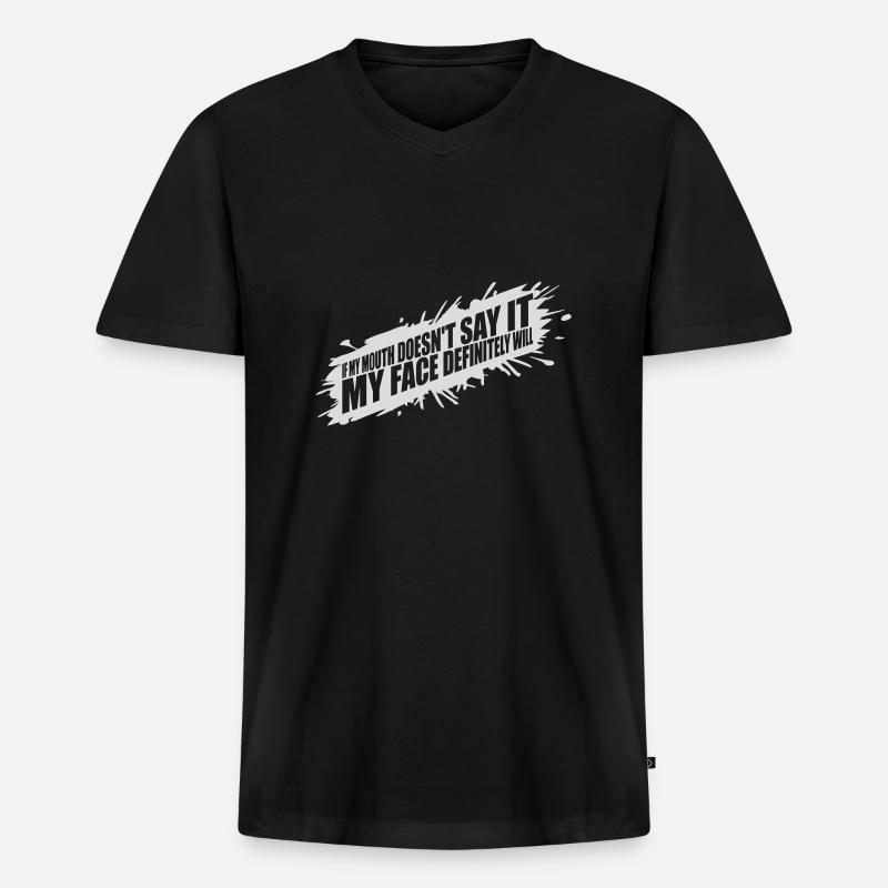 my face definitely will - Men's Premium Organic T-shirt with V-neck - black