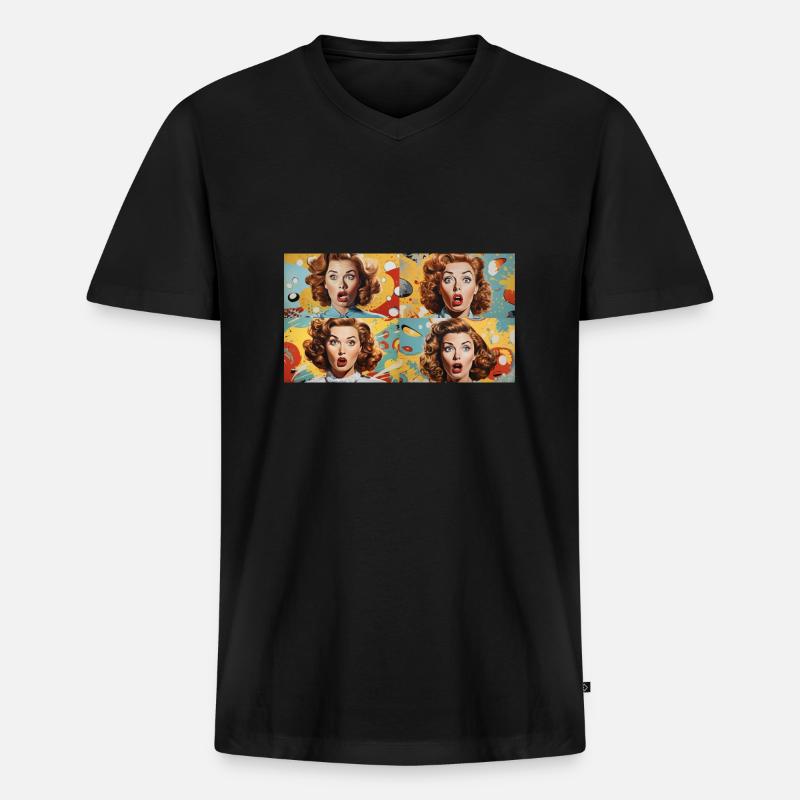 Bionic Women Pop Art - Männer Premium Bio T-Shirt mit V-Ausschnitt - Schwarz