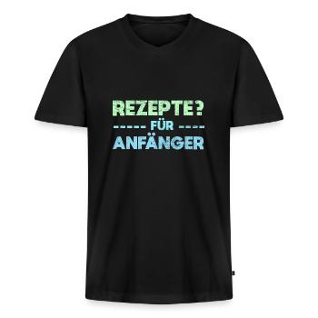 Rezepte? Für Anfänger - Männer Premium Bio T-Shirt mit V-Ausschnitt - Schwarz - Vorne - Nico (187cm)